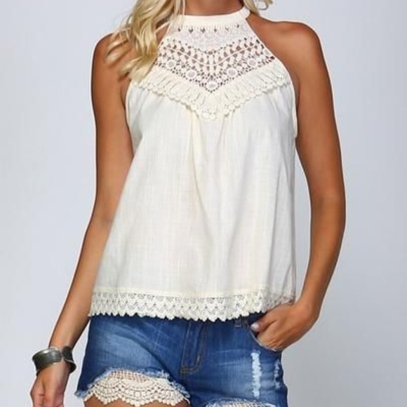 Listicle Tops - NWT Listicle Crochet Sleeveless Tank Top Tie Back